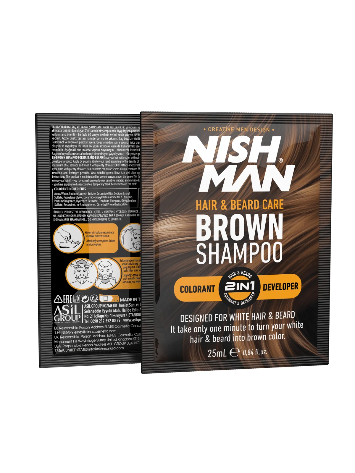 Nishman Brown tonuojantis plaukų šampūnas 10 × 25 ml